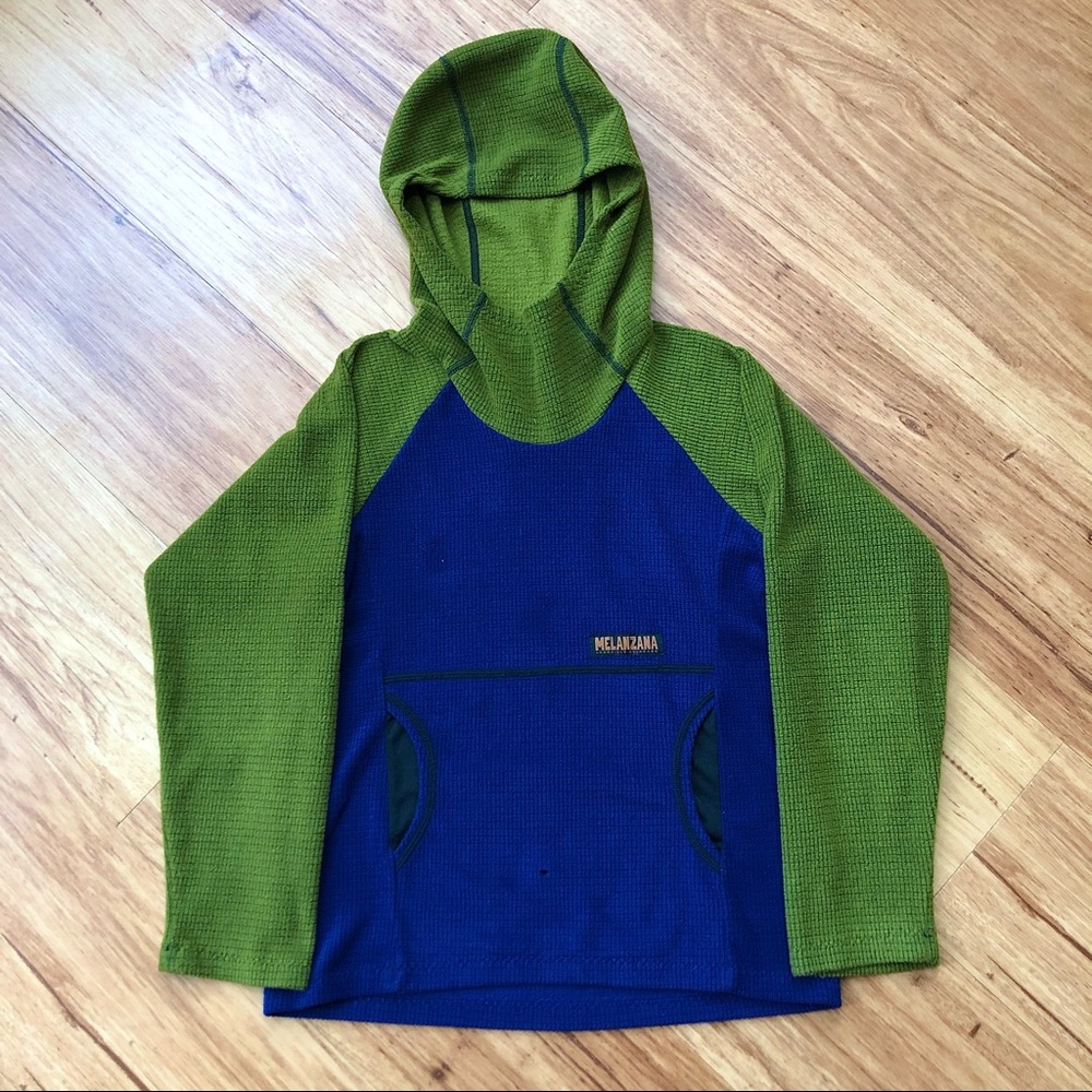 MELANZANA | Kid’s Green / Blue Microgrid Hoodie (M)